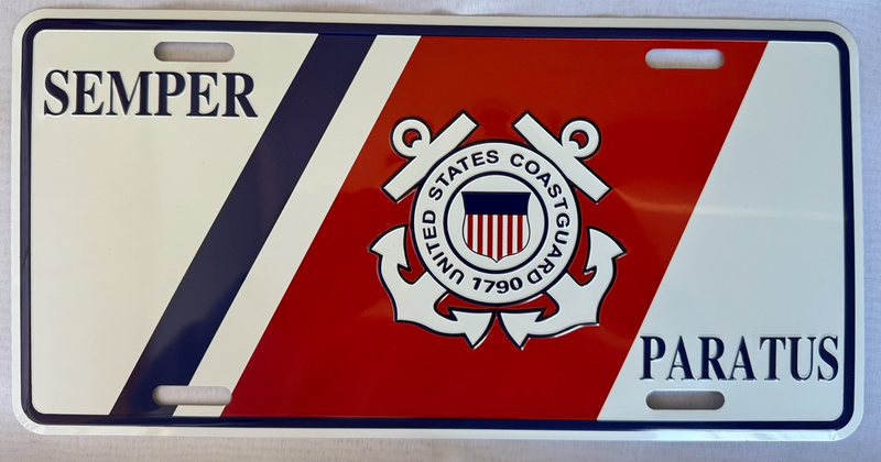 Unites States Coast Guard Semper Paratus Embossed License Plate Aluminum