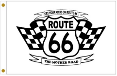 Route 66 White Checkered Flags 12"x18" Flag ROUGH TEX® 100D With Grommets