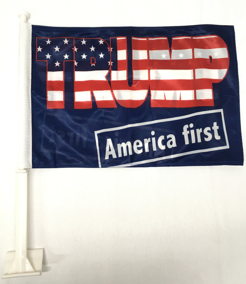 Trump America First 12"x18" Car Flag ROUGH TEX® Knit Double Sided