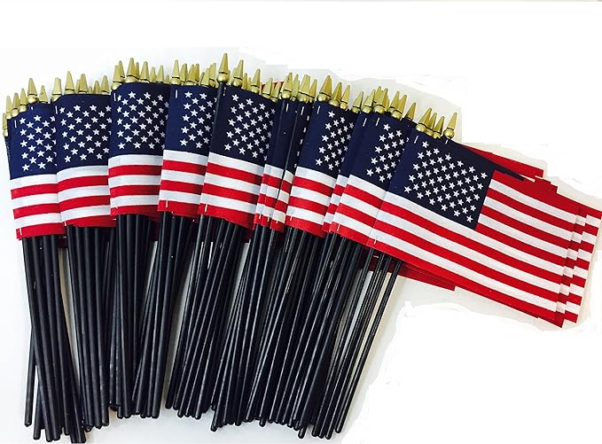 Case of 1440 Heat Cut American Flags 4"x6" USA Stick Flags Super Sale