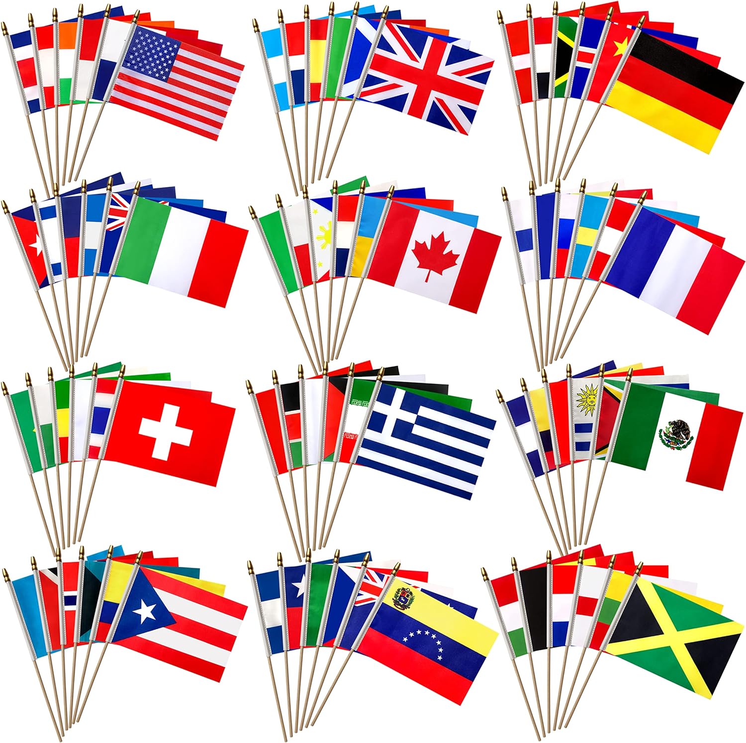 File Flags Twelve Pack 4x6 Inch Desk Flags Country National Flag (A-K choices) 12