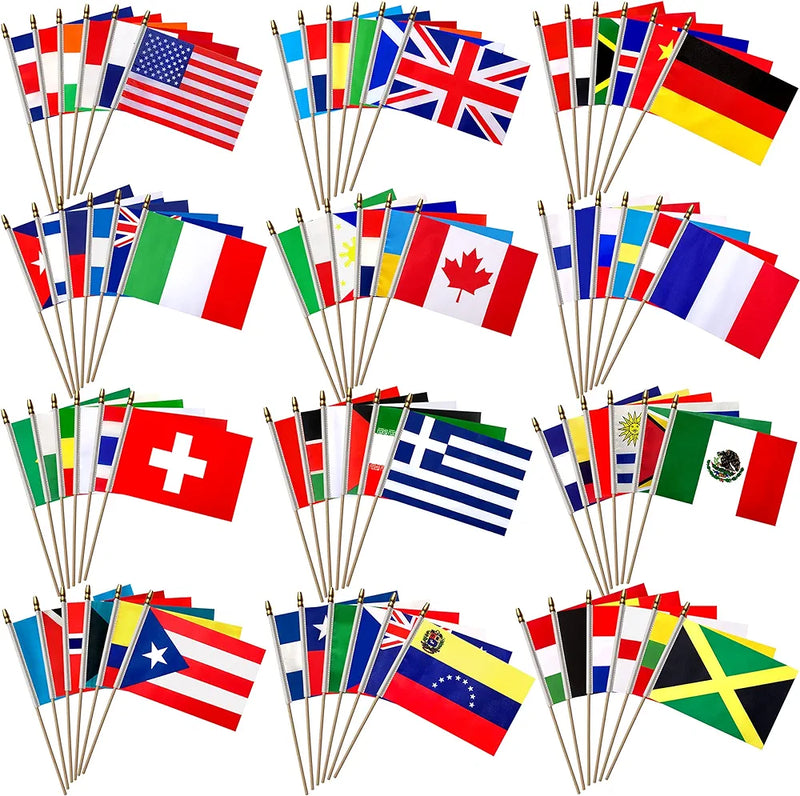 National Educational Flags 144 Assorted International Country Stick Flags 4x6 Inches