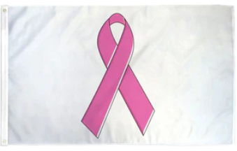 Breast Cancer Awareness Pink Ribbon White 3'X5' Flag ROUGH TEX® 68D
