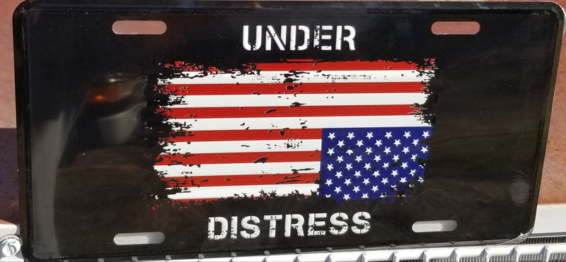 Under Distress Usa Embossed License Plate