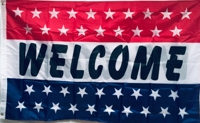 Welcome USA Stars 3'x5' Double Sided Flag ROUGH TEX® 68D Nylon