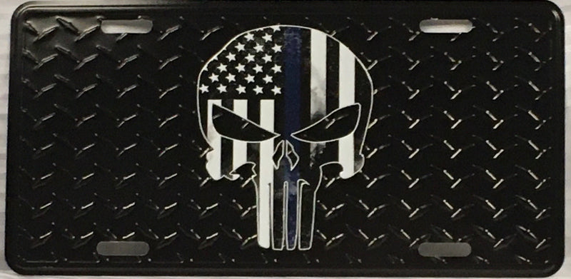 USA Police Punisher Diamond Embossed License Plate