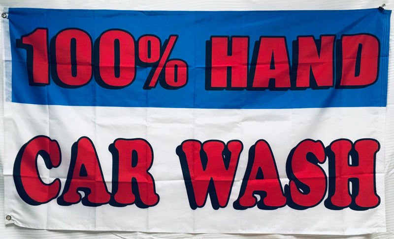 100% Hand Car Wash 3'X5' Flag Rough Tex® 100D