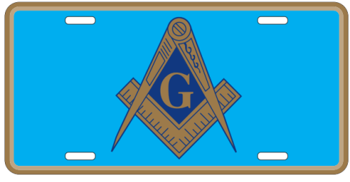 Masonic Blue Embossed License Plate Aluminum Auto