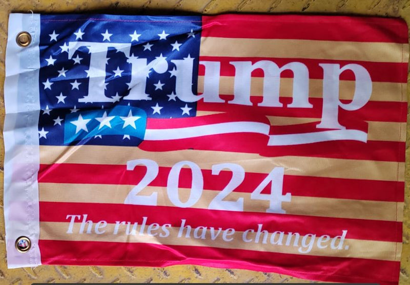 Trump 2024 The Rules Have Changed USA 12"x18" Double Sided Flag ROUGH TEX® 68D