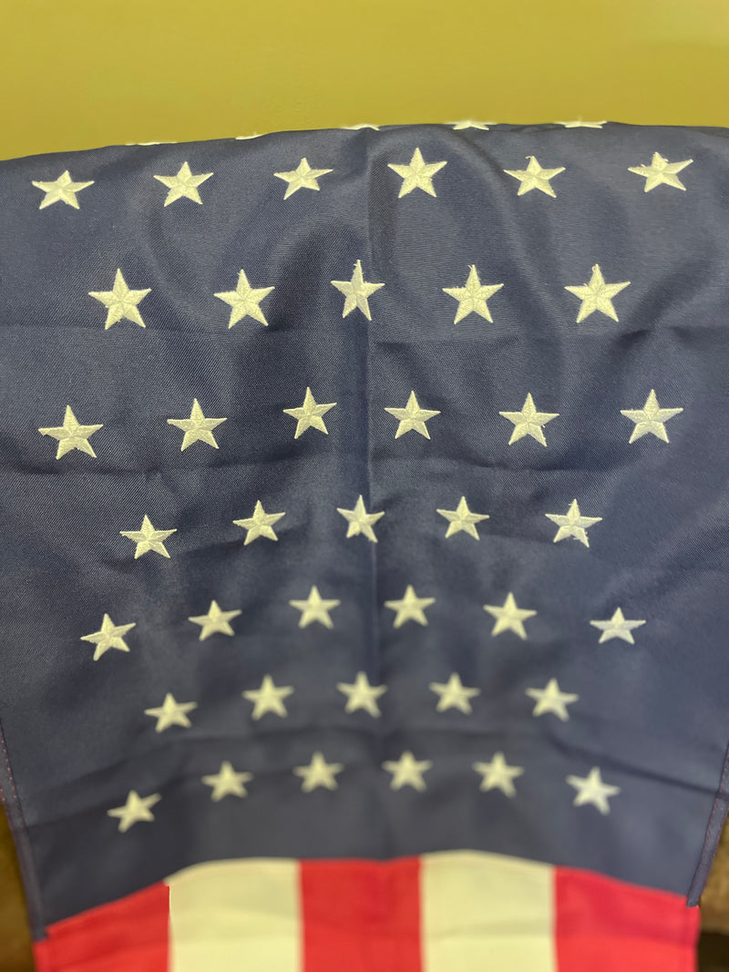 USA American Pulldown 8'x20" 210D Nylon Embroidered Stars & All Sewn Stripes