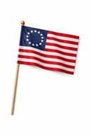 Betsy Ross Parade July 4th Celebration Stick Flags Safety Ball Pre Order Ships May 14 2026 or Sooner Sizes 4"x6" 8"x12" & 12"x18" Natural Wooden Staffs