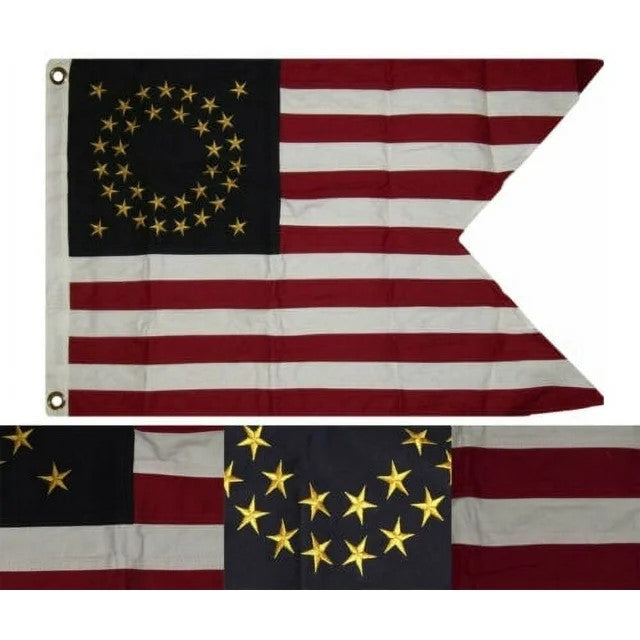 Union Cavalry Guidon 35 Stars United States of America 27"x39" Embroidered Flag Rough Tex® Cotton USA WBTS Flags