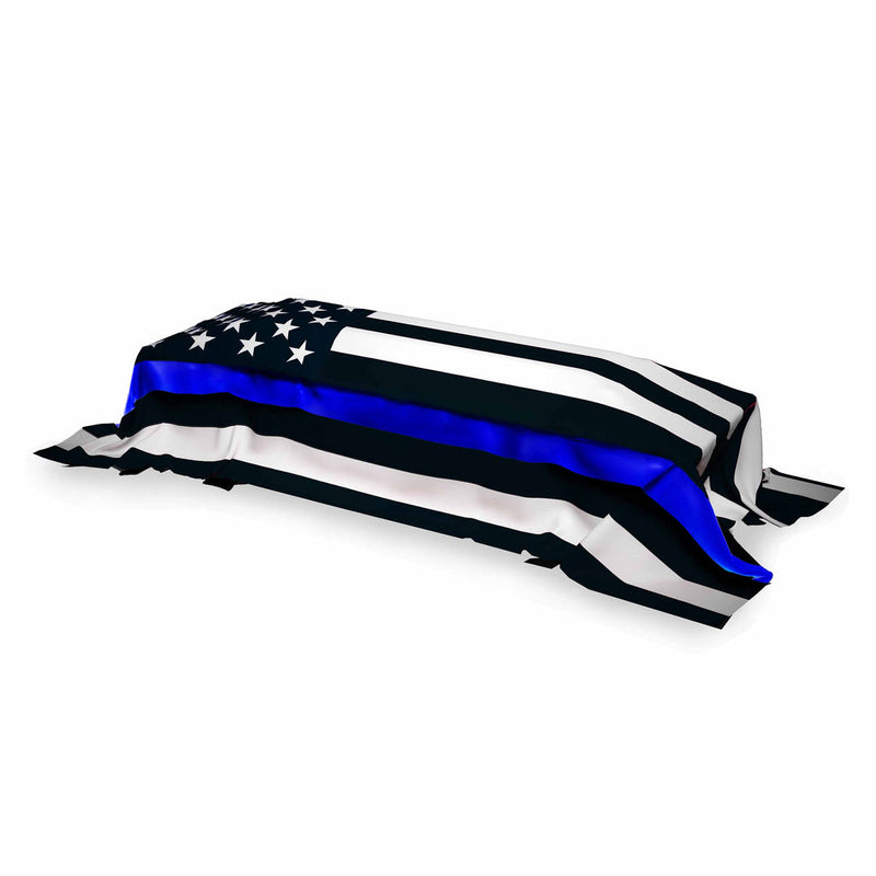 USA Police Thin Blue Line Memorial Banner  5X9.5 2-PLY Polyester American Casket Flag