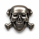 Skull & Crossbones Antique Silver Plated Lapel Pin | Bulk Wholesale