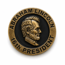 Abraham Lincoln 16th President Medallion Lapel Pin – Antique Brass | Hard Enamel | Bulk Wholesale