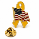 Yellow Ribbon American Flag Lapel Pin | Hard Enamel | Support Our Troops