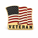 American Veteran Gold-Plated Flag Lapel Pin | Hard Enamel | Military Collector Pin