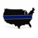 Thin Blue Line United States Map Lapel Pin | Gold-Plated Cloisonné | Law Enforcement Collector Pin