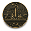 Utah 1896 Crossroads of the West Lapel Pin — Golden Spike Railroad | Antique Bronze Collector Pin