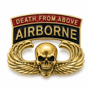 “Death From Above” Airborne Skull & Wings Lapel Pin — Gold Paratrooper Military Collector Pin