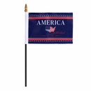 America Established 1776 Stick Flag | 8" x 12" Patriotic Handheld Flag with Gold Spear Tip