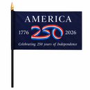 America 250th Celebrating 250 Years of Freedom 1776-2026 Black Wood Stick Flag | 8"x12"