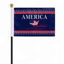 America 250th Celebrating 250 Years of Freedom 1776–2026 Nylon Stick Flag | 12"x18" | Black Wood Pole