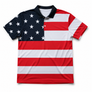 USA American Flag Polo Shirt | Vertical Design | 250th Anniversary Edition | Quick Dry Polyester | Unisex