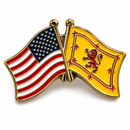 USA & Scotland Royal Lion Friendship Lapel Pin – Scottish American | Cloisonné Hard Enamel
