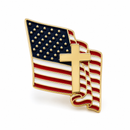 Waving American Flag with Gold Cross Lapel Pin | Hard Enamel | Faith & Patriotism