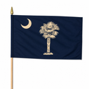 South Carolina 16"x24" Classroom Flag – 36" Wooden Staff & Gold Spear | Rough Tex 100D