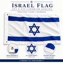 Israel Flag – Custom Made Indoor/Outdoor 3x5 ft | Sleeve & Grommets or Sleeve & Ties