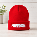 Charlie Kirk Freedom Beanie – Red Embroidered Winter Knit Cap