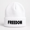 Charlie Kirk Freedom Beanie – White Embroidered Winter Knit Cap