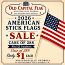 American Flag Stick Flags 8"×12" on 24" Wood Staff with Gold Safety Spear | Case of 288