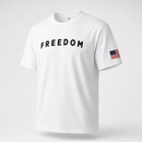 Freedom Short Sleeve White T-Shirt | Charlie Kirk Memorial | American Flag Sleeve
