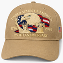 USA 250th Anniversary Cap | Khaki Desert Tan | Liberty Bell, Eagle & Statue of Liberty | Limited Military Edition 1776–2026