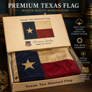 Texas Flag | 3'x5' Premium Tea-Stained Vintage Cotton | Museum Quality | Flying & Framing