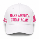 Make America Great Again Never Surrender Premium Embroidered Cap (White & Pink)