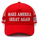 Make America Great Again Trump Red American Flag USA 45 47 4 Sided Embroidered Trucker Hat