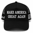 Make America Great Again Trump Black & White American Flag USA 45 47 4 Sided Embroidered Hat