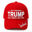 45th President Trump Make America Great Again Signature Red Embroidered Hat