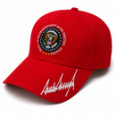 Presidential Seal Embroidered With Trump Signature Red Hat