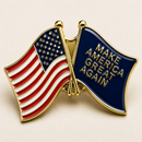 USA Make America Great Again Two-Flag Cloisonne Lapel Pin
