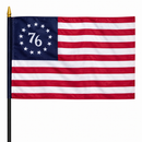 Betsy Ross '76 Stick Flag | 12"x18" | Black Wood Pole | Gold Spear Tip