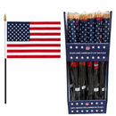 USA Stick Flag | 12"x18" | Rough Tex 68D | 30" Black Wood Staff | 144 Qty with Display Box