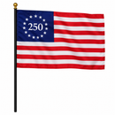 Betsy Ross 250 Limited Edition Premium Stick Flag | 4x6 In | Black Wood Staff | Gold Spear | 12-Pack