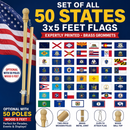 American Set of All 50 States 3x5 Feet Flags Expertly Printed Brass Grommets