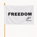 Freedom Charlie Kirk Signature Series Stick Flag | 2x3 Ft | Natural Wood Staff | Gold Spear