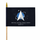 United States Space Force Stick Flag | 4x6 In | MMXIX | Natural Wood Staff | Gold Spear | 12 Pack
